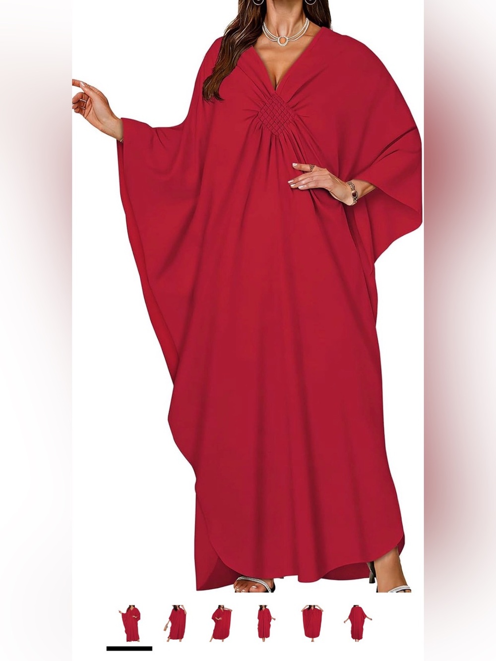 Red V-Neck Beach Cover up or Dress Batwing Plus size